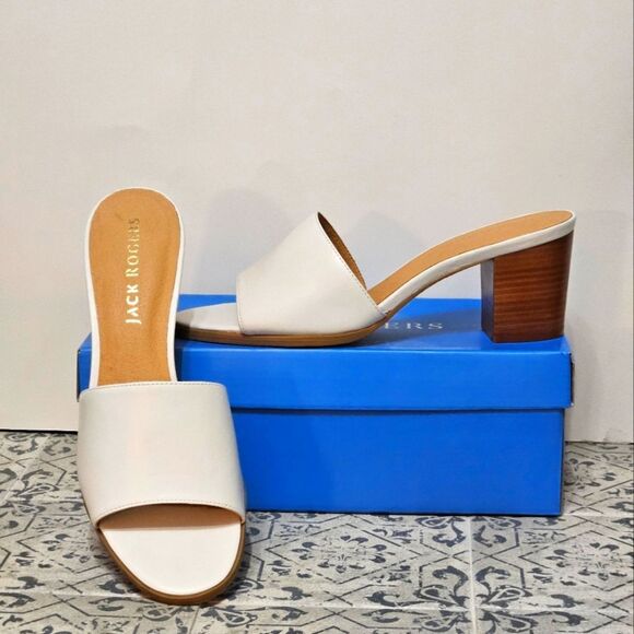Jack Rogers, White, Genuine Leather Slip On Sandals. NIB-Size 10 - Picture 1 of 7